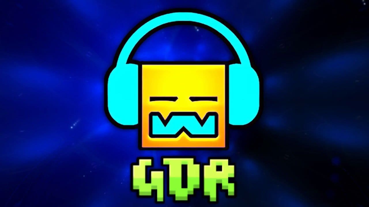 Dynamic gameplay screenshot showing a cube jumping over spikes in Geometry Dash Lite